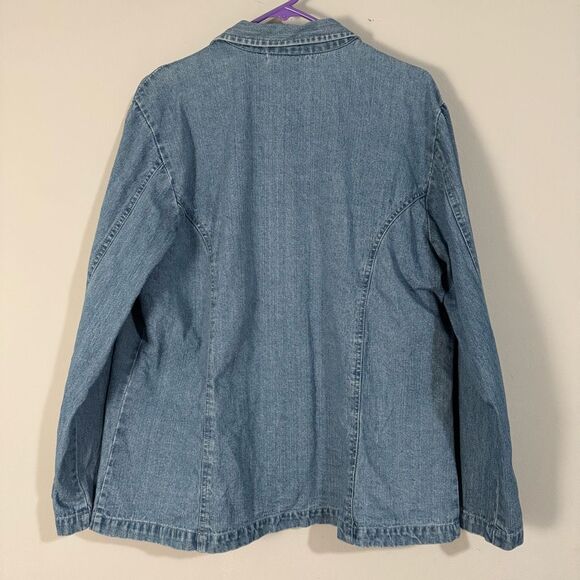 Bill Blass Vintage Light Wash Denim Blazer XL - Picture 2 of 5